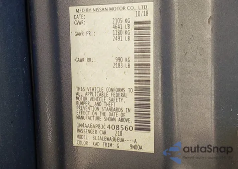 2018 Nissan Maxima 3.5 Sl from USA, damaged, VIN 1N4AA6AP8JC408560